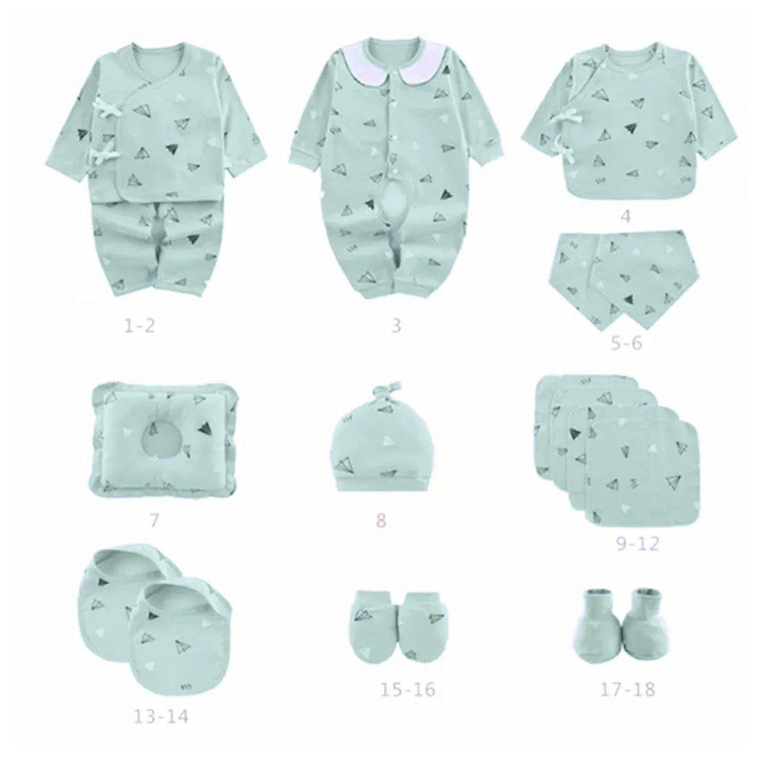 Newborn Baby Boy/Baby Girl 21pcs Gift Box, Mint Green (0 - 12 Months)